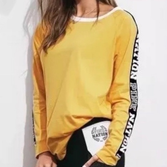 PINK Victoria's Secret Tops - NWT VS Pink Long Sleeve Logo Campus tee M
